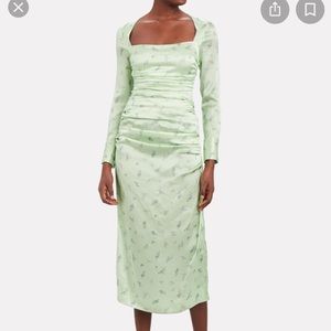 Ganni floral satin sheath dress